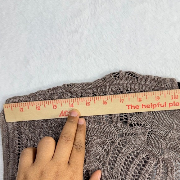 Eight Eight‎ Eight M Taupe Crochet Top Boho Summer Retro Y2K Grunge 100% Cotton - Picture 8 of 10